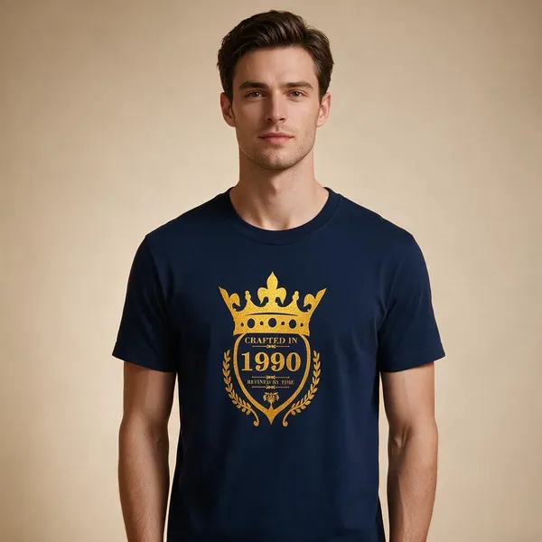 Customised_Crafted_In_1990_Refined_By_Time_Premium_Cotton_T_Shirt_Navy