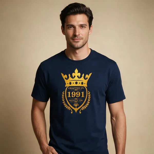 Customised_Crafted_In_1991_Refined_By_Time_Premium_Cotton_T_Shirt_Navy