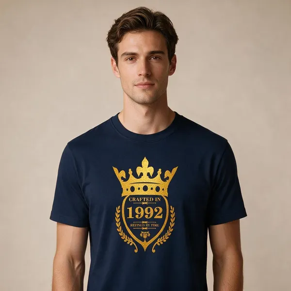 Customised_Crafted_In_1992_Refined_By_Time_Premium_Cotton_T_Shirt_Navy