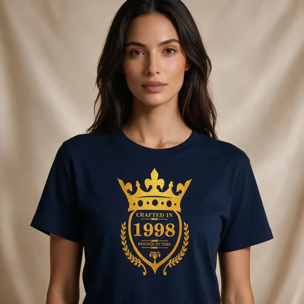 Customised_Crafted_In_1998_Refined_By_Time_Premium_Cotton_T_Shirt_Navy