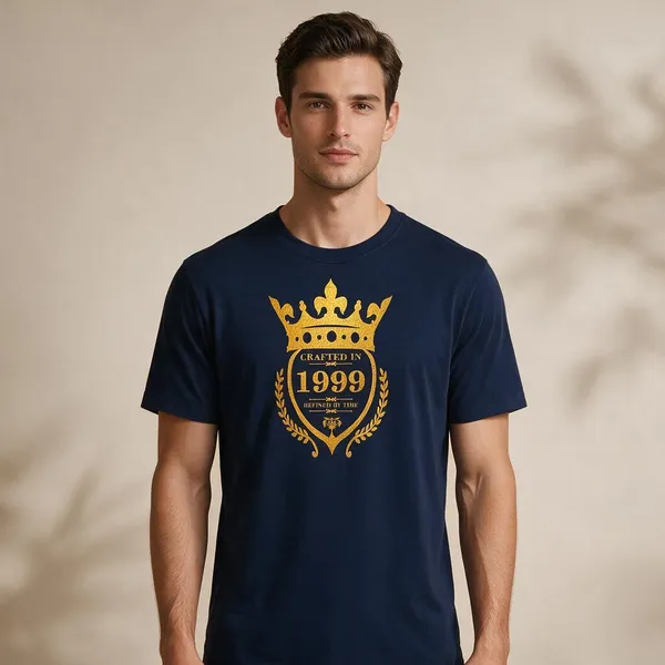 Customised_Crafted_In_1999_Refined_By_Time_Premium_Cotton_T_Shirt_Navy