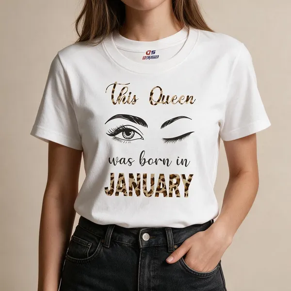 Customised_This_Queen_Was_Born_In_January_Premium_Cotton_Tshirt_White