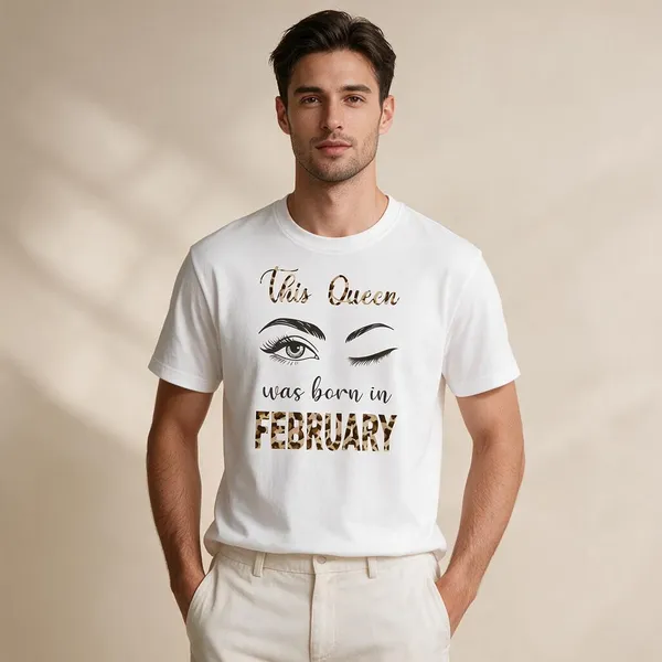 Customised_This_Queen_Was_Born_In_February_Premium_Cotton_Tshirt_White