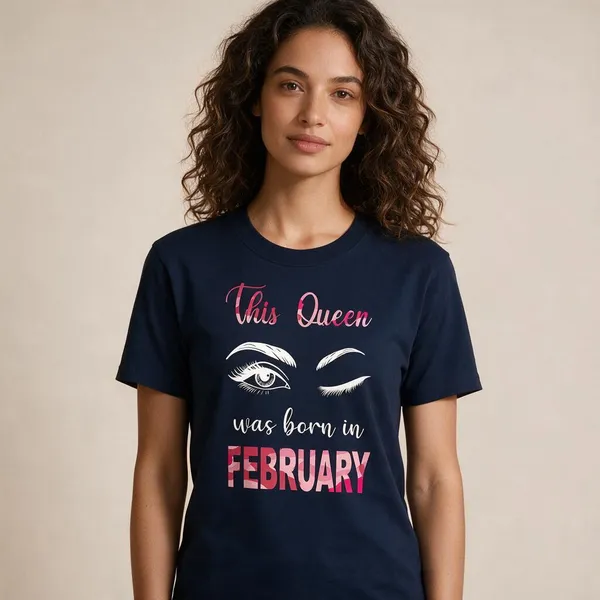 Customised_This_Queen_Was_Born_In_February_Premium_Cotton_Tshirt_Navy