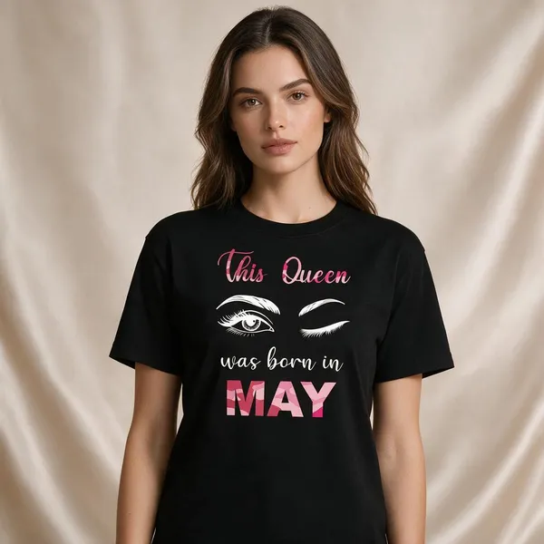 Customised_This_Queen_Was_Born_In_May_Premium_Cotton_Tshirt_Black