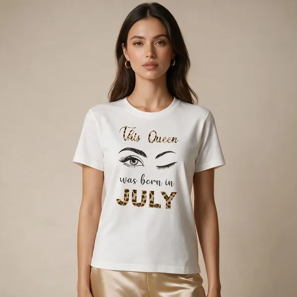 Customised_This_Queen_Was_Born_In_July_Premium_Cotton_Tshirt_White