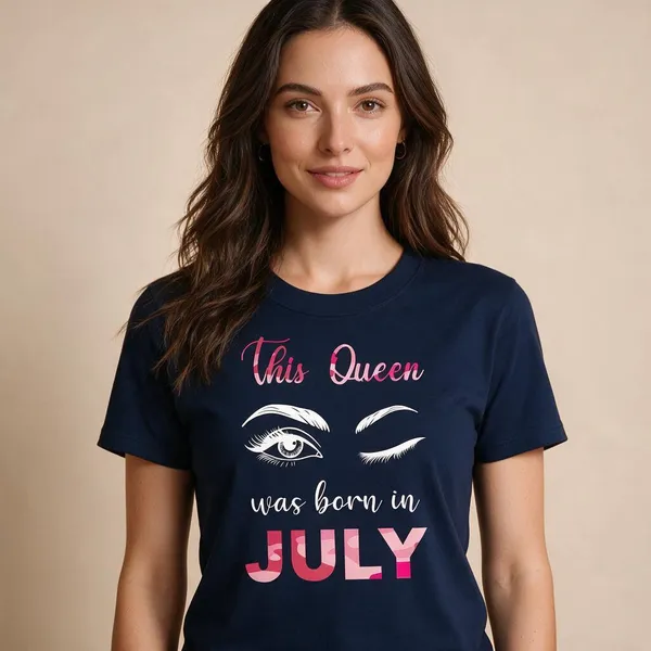 Customised_This_Queen_Was_Born_In_July_Premium_Cotton_Tshirt_Navy