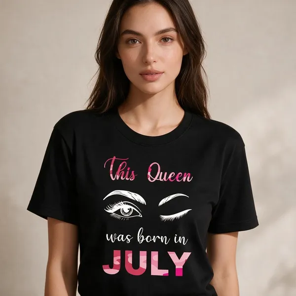 Customised_This_Queen_Was_Born_In_July_Premium_Cotton_Tshirt_Black