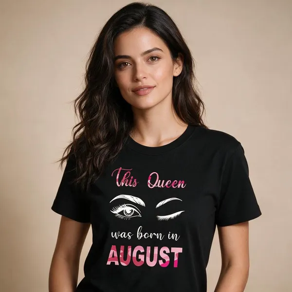 Customised_This_Queen_Was_Born_In_August_Premium_Cotton_Tshirt_Black