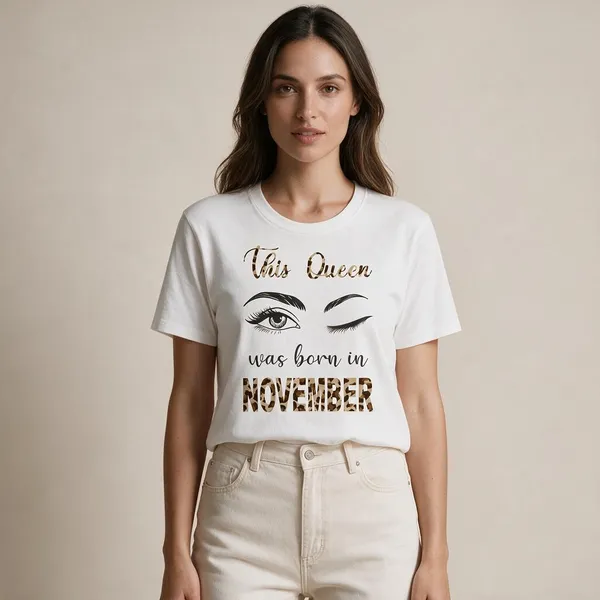 Customised_This_Queen_Was_Born_In_November_Premium_Cotton_Tshirt_White