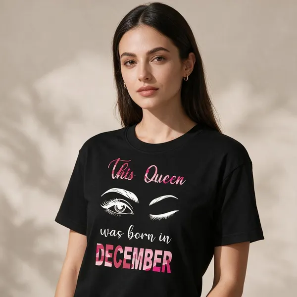Customised_This_Queen_Was_Born_In_December_Premium_Cotton_Tshirt_Black
