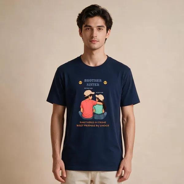 Customised__Partner_In_Crime_Brother_And_Sister_Premium_Cotton_T_Shirt_Navy
