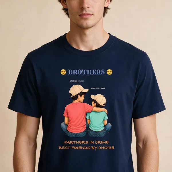 Customised__Partner_In_Crime_2_Brother_Premium_Cotton_T_Shirt_Navy