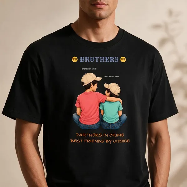 Customised__Partner_In_Crime_2_Brother_Premium_Cotton_T_Shirt_Black