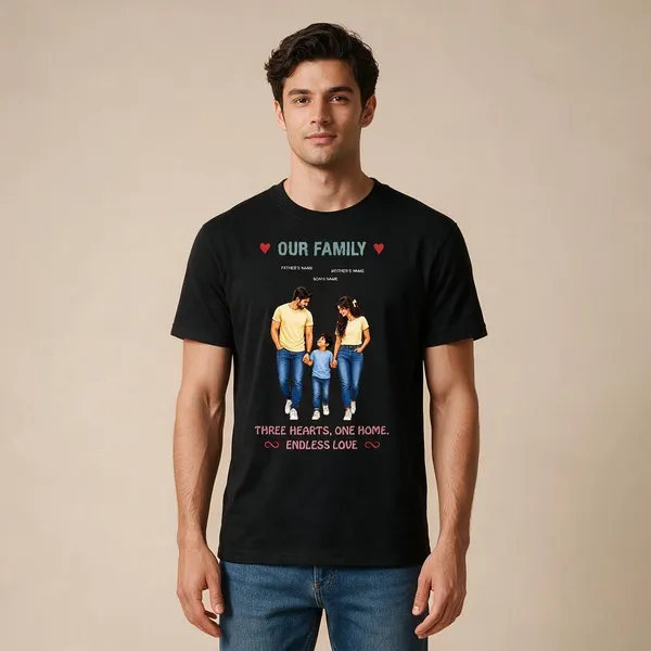 Customised__Our_Family_Father_Mother_And_Son_Premium_Cotton_T_Shirt_Black