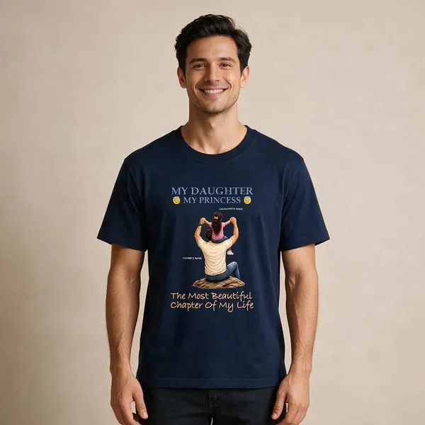 Customised__My_Daughter_My_Princes_Father_And_Daughter_Premium_Cotton_T_Shirt_Navy