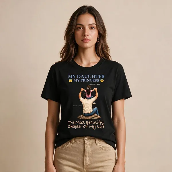 Customised__My_Daughter_My_Princes_Father_And_Daughter_Premium_Cotton_T_Shirt_Black