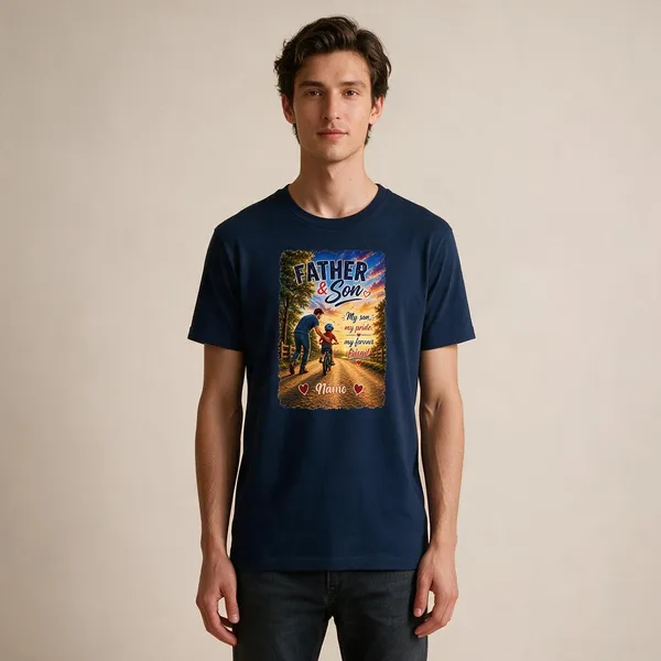 Customised__My_Son_My_Pride_Father_And_Son_Premium_Cotton_T_Shirt_Navy
