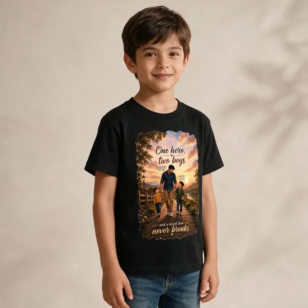 Customised__One_Hero_Two_Boys_Father_And_2_Son_Premium_Cotton_T_Shirt_Black