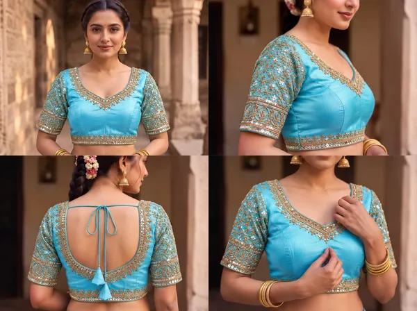 Turquoise_Satin_Blouse_For_Women