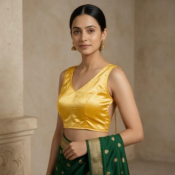 Golden_Satin_Blouse_For_Women