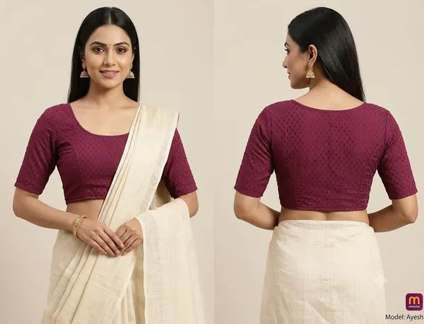Maroon_Textured_Regular_Fit_Blouse_For_Women