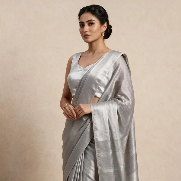 Silver_Satin_Sleeveless_Blouse_For_Women