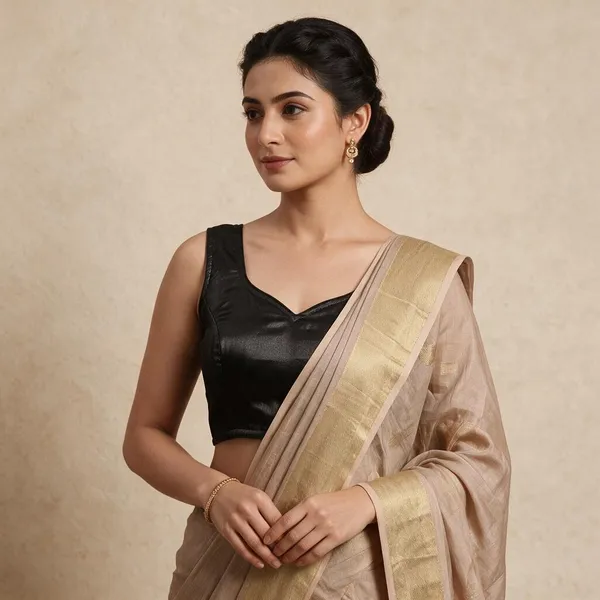 Black_Satin_Sleeveless_Blouse_For_Women