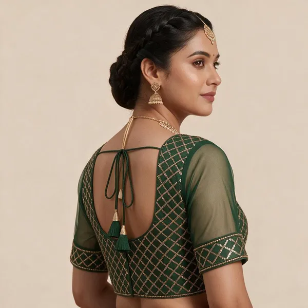 Green_Net_Blouse_For_Women