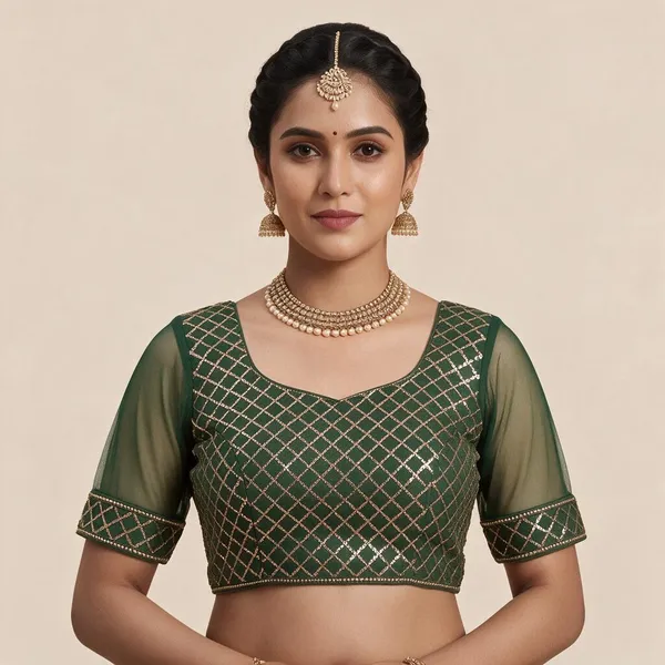 Green_Net_Blouse_For_Women