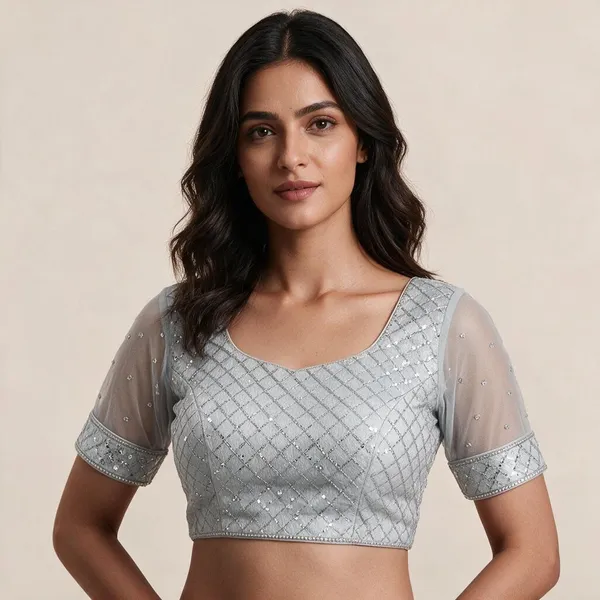 Silver_Net_Blouse_For_Women