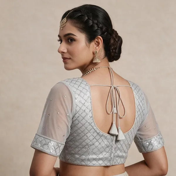 Silver_Net_Blouse_For_Women