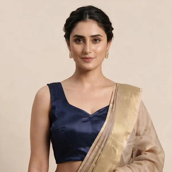 Navy_Satin_Blouse_For_Women