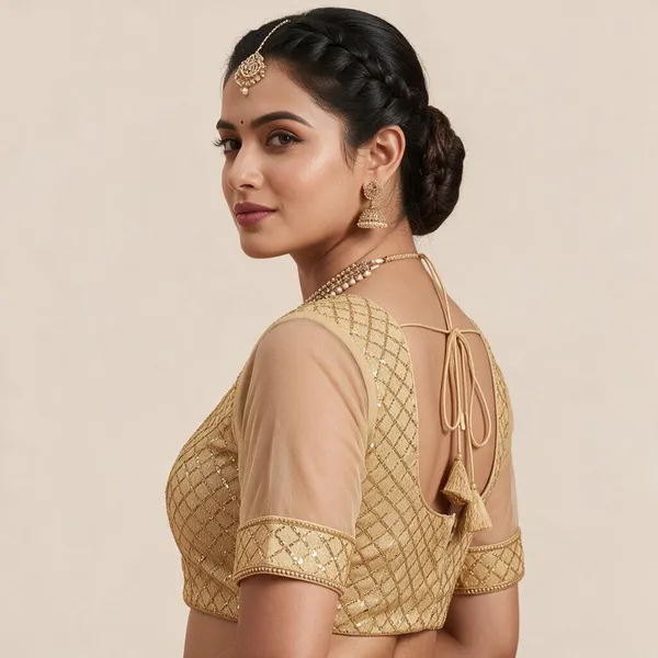 Beige_Net_Blouse_For_Women