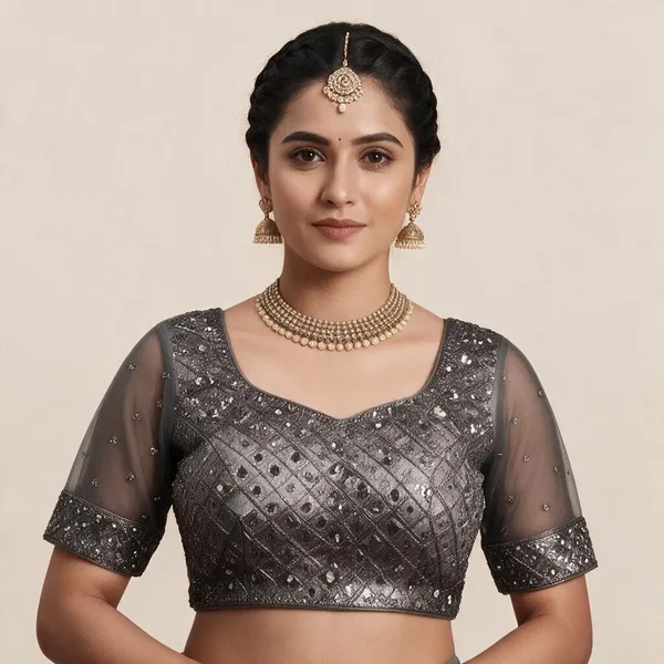 Grey_Net_Blouse_For_Women