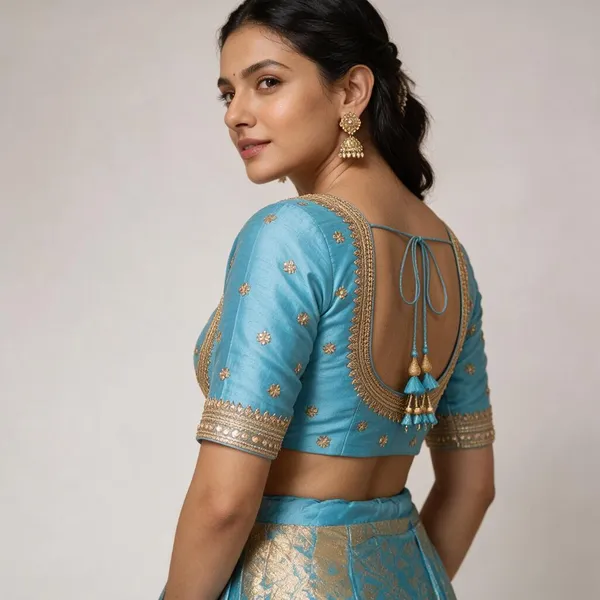 Blue_Satin_Blouse_For_Women
