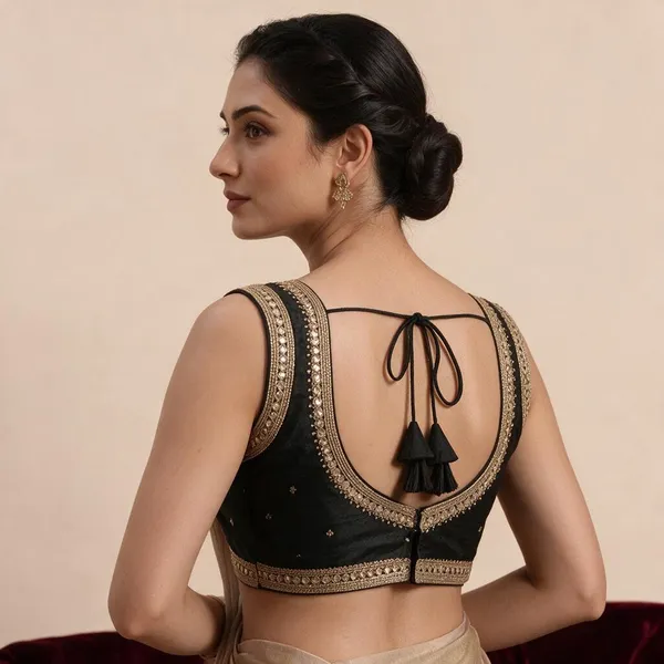 Black_Satin_Sleeveless_Blouse_For_Women