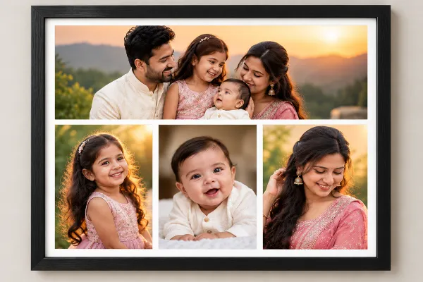 Customized_4_Photo_Frame_9_13_Inch_1_Large_3_Vertical_Photos_Black_Frame