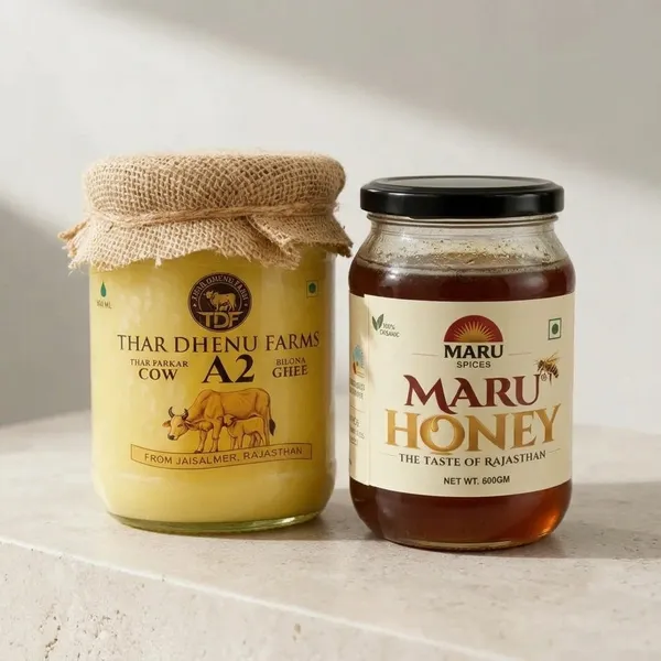 Thar_Dhenu_A2_Bilona_Ghee_1_Ltr_&_Maru_Organic_Honey_500ml_Combo_-_Pack_of_2