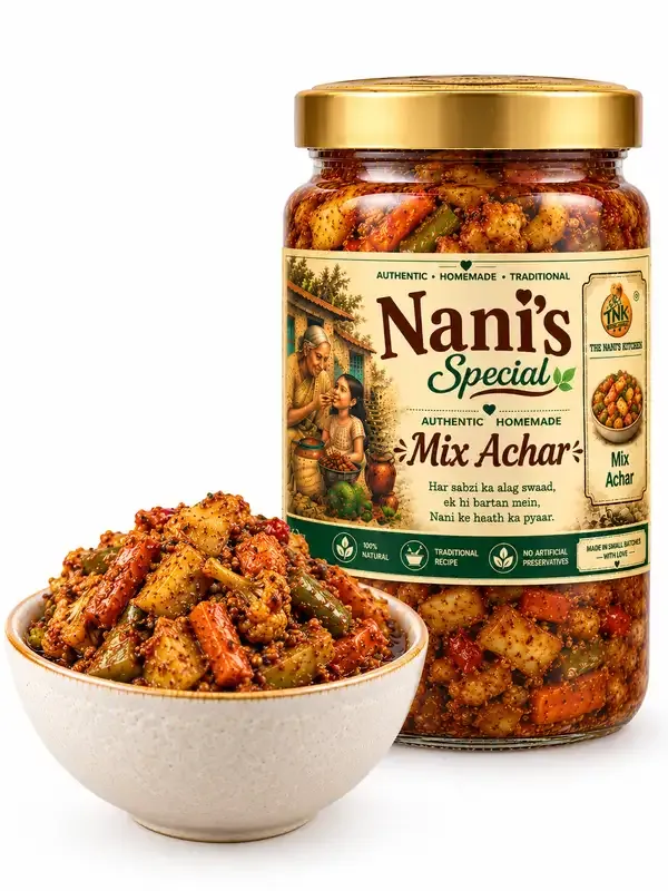 Nani'S_Special_Moti_Banarsi_Bharwi_Lal_Mirch,_Mix_Achar,_Mango_Tit_Bit_Pickle_Without_Gutli_And_Amla_Pickle_Pack_of_4