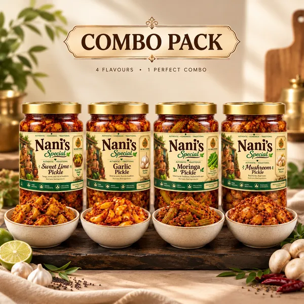 Nani'S_Special_Sweet_Lime,_Garlic_,Moringa_And_Mushroom_Pickle_Pack_of_4