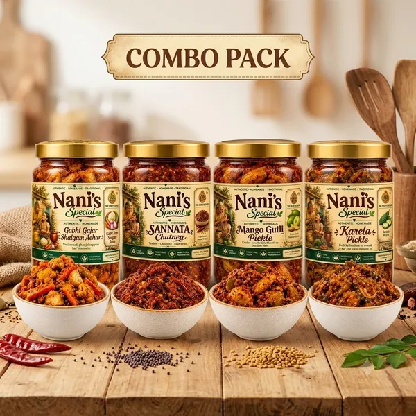 Nani'S_Special_Gobhi_Gajar_Shalgam_Achar,_Sannata_Chutney,_Mango_Gutli_Pickle_And_Karela_Pickle_Pack_of_4