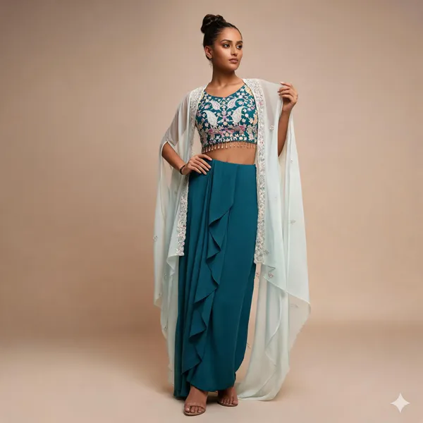 Teal_And_White_Embroidered_Ethnic_Lehenga_Choli_Set_for_Women