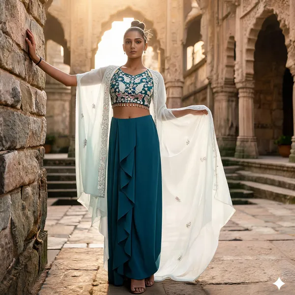 Teal_And_White_Embroidered_Ethnic_Lehenga_Choli_Set_for_Women