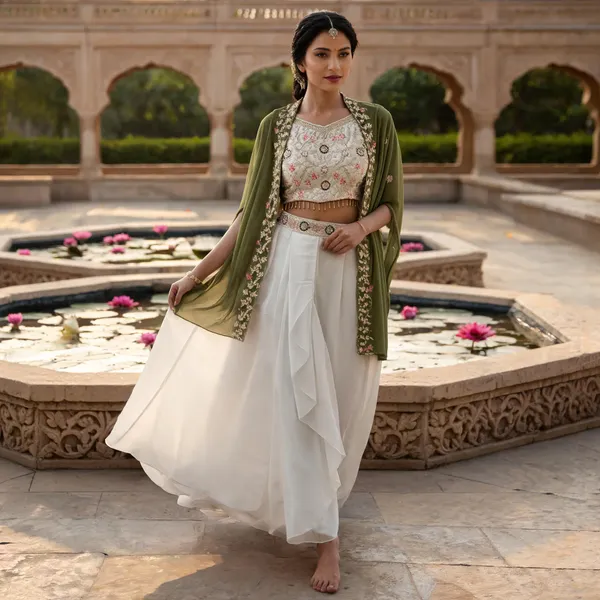 Olive_Green_And_White_Embroidered_Flared_Lehenga_Set_for_Women
