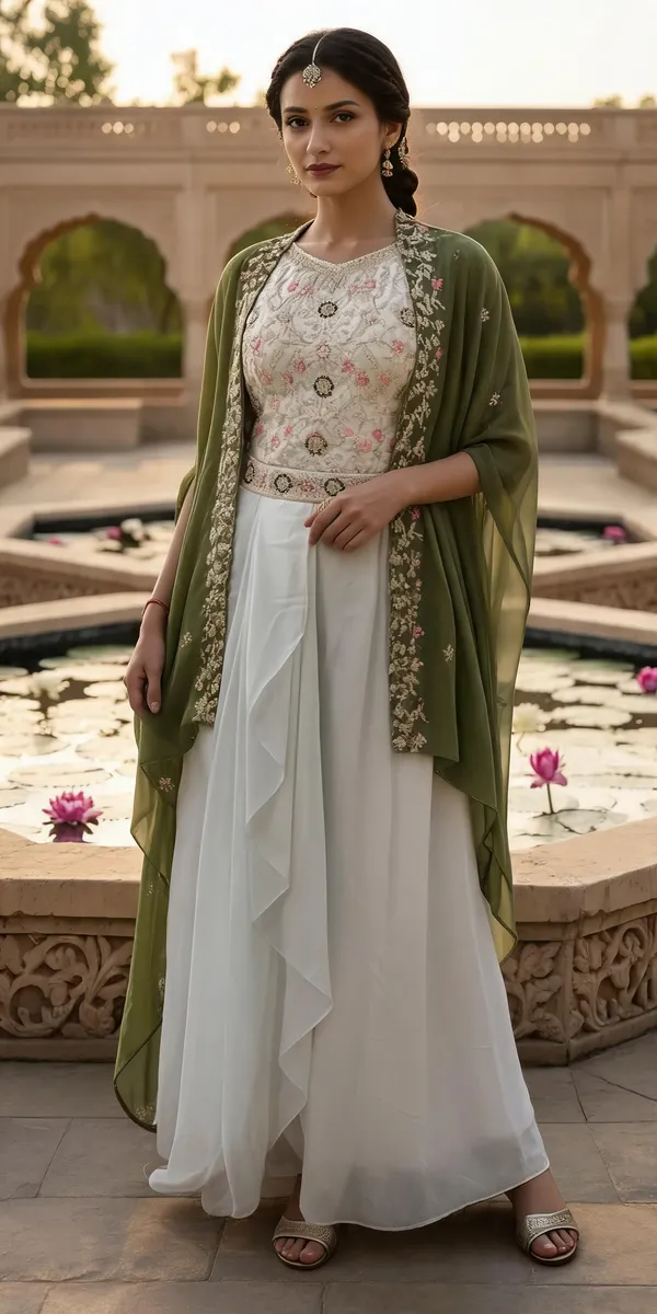 Olive_Green_And_White_Embroidered_Flared_Lehenga_Set_for_Women