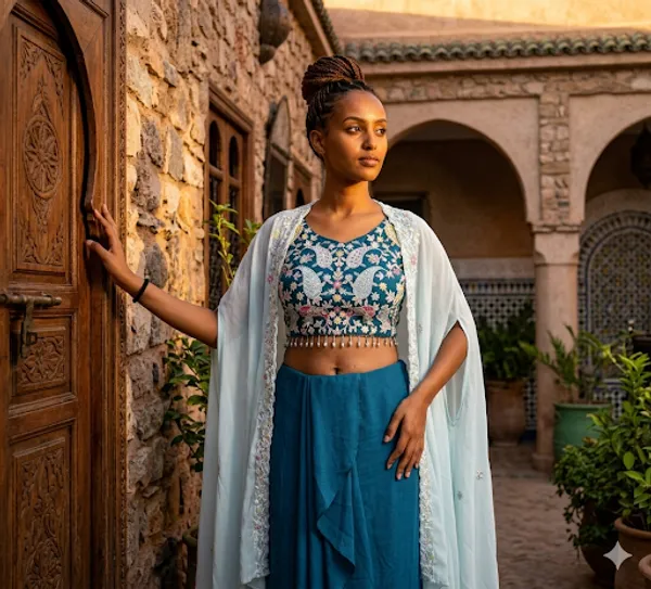 Teal_And_White_Embroidered_Ethnic_Lehenga_Choli_Set_for_Women