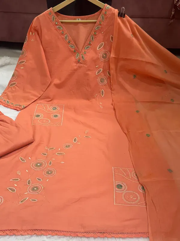 Women_Vibrant_Orange_Embroidered_Cotton_Kurta_With_Pant_And_Dupatta