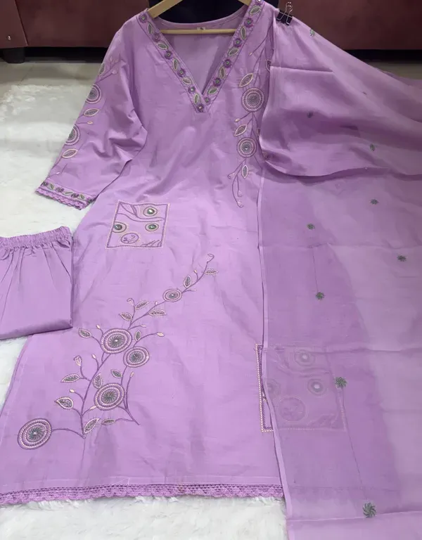 Women_Elegant_Lavender_Embroidered_Cotton_Kurta_With_Pant_And_Dupatta