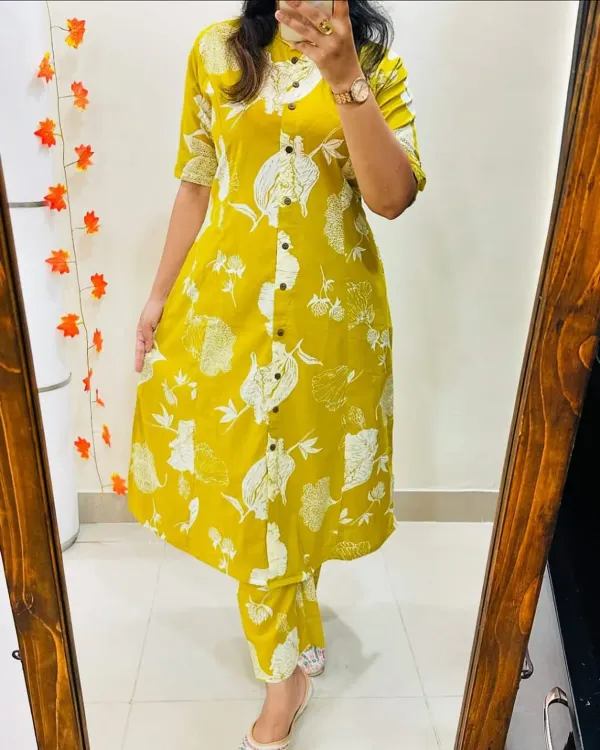 Women_Yellow_Floral_Fine_Printed_Cotton_Co_Ord_Set_Aline_Pattern_Paried_Wit_More